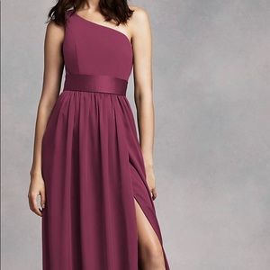 Brides maid one shoulder dress with Satin sash.